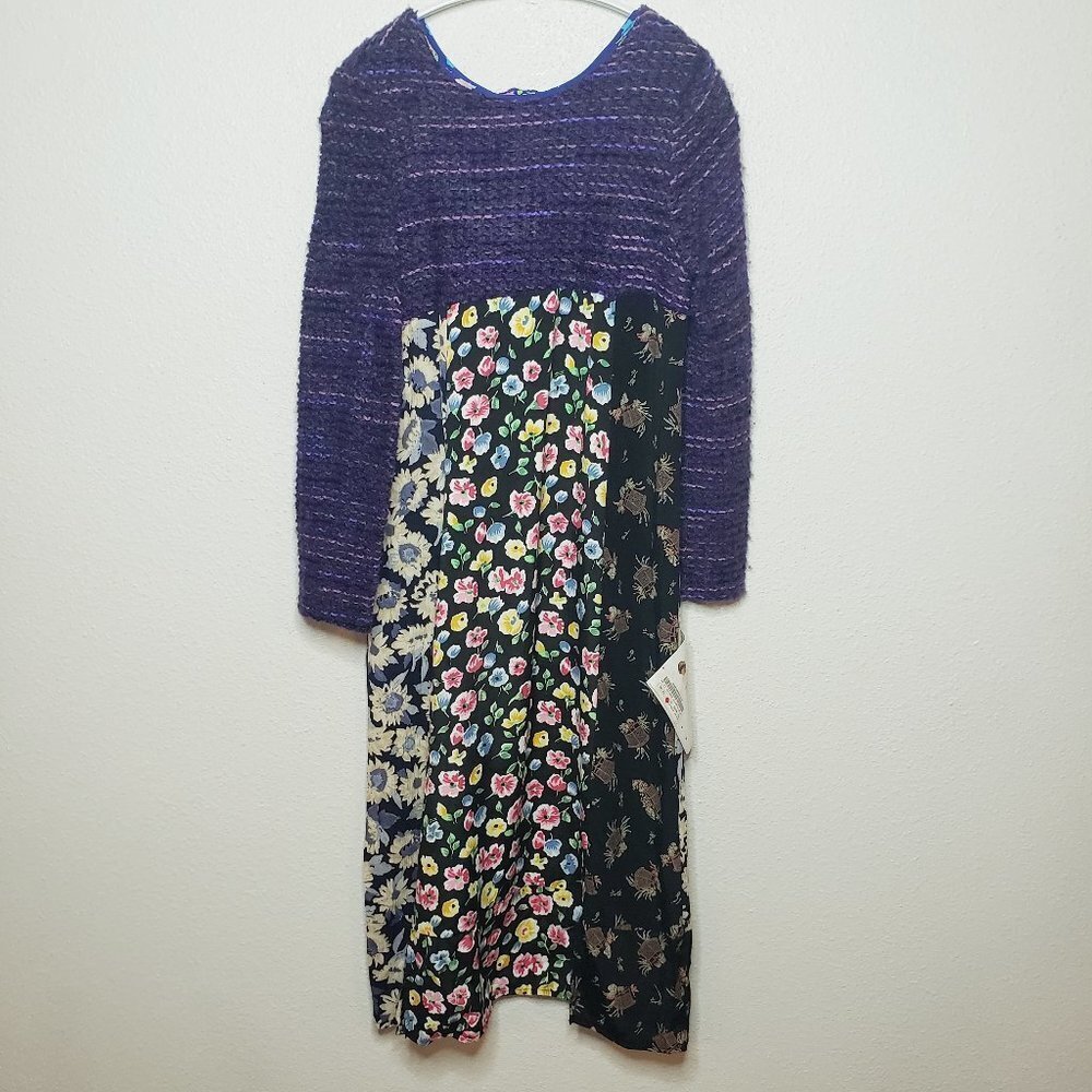 Vtg NWT Malley& Co. Sz 16 Girls Knit Mixed Patterned Dress, Cottage Core (857)